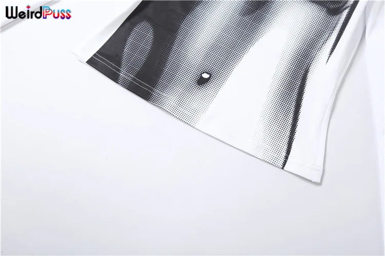 Weird Puss Sexy Print Women Crop Top Long Sleeve O Neck 2023 SpringTrend Skinny Wild Stretchy Vintage Midnight Streetwear Tees