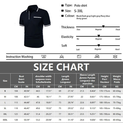 Men's Trendy Short Sleeve Polo - Breathable Casual Top with Pockets
