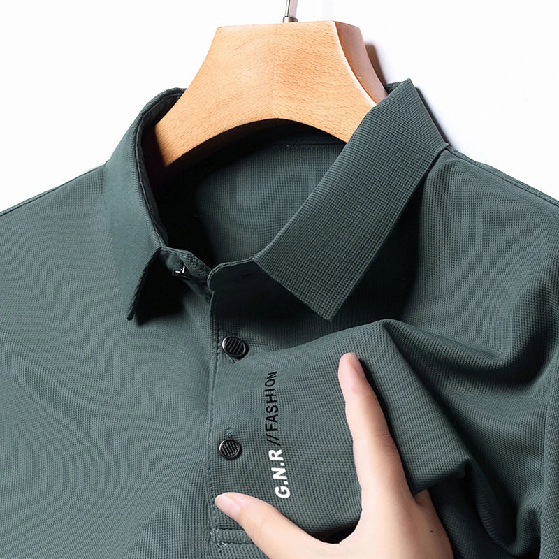 Men's Polo Shirt - Breathable & Comfortable Solid Color Top for Casual Business Style