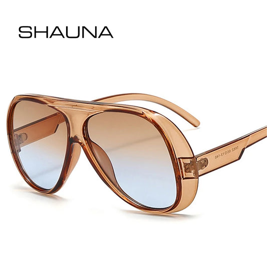SHAUNA Fashion Oversized Pilot Men Sunglasses Retro Gradient Mirror Shades UV400 Women Sun Glasses