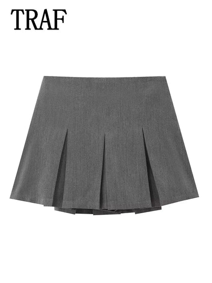 Women Pleats Short Skirts 2024 New Fashion Women Shorts Skirt Woman Mid-Waist Mini Skirts Casual Summer Skort