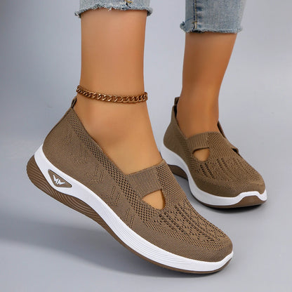 Spring new women's sports shoes, fashionable, breathable, lightweight, non-slip, wear-resistant, casual sports shoes, flat shoes Chocolate