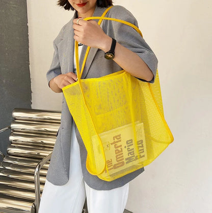 Summer Fashion Mesh Handbag Totes Hollow Out Shoulder Bags For Women Female Casual Fashion Large Capacity Shopping Pack