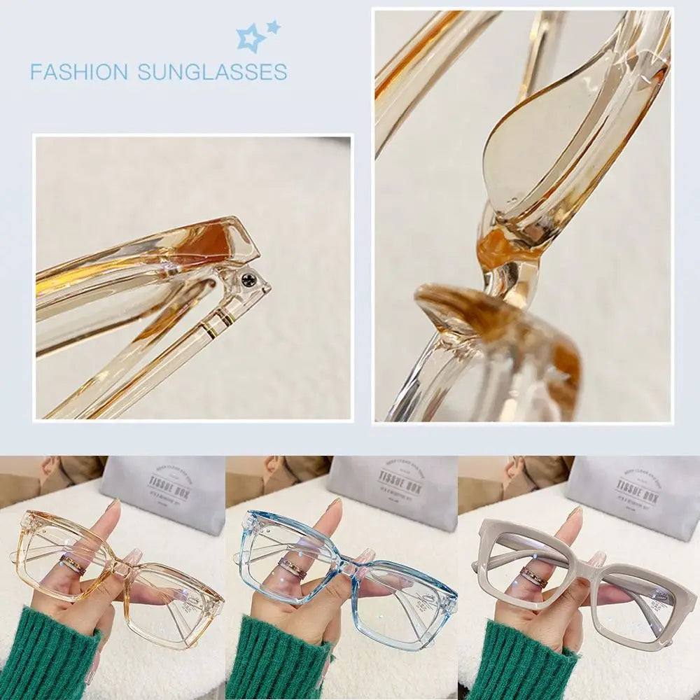 2024 Oversized Square Glasses Anti Blue Light Glasses Large Frame Myopia Glasses Flat Light Glasses Transparent Eyeglasses Badiee Stylez