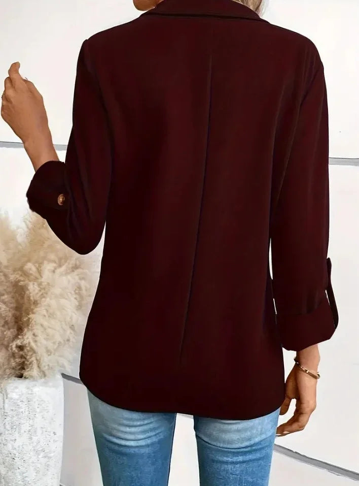 Women's S-2XL Size Commuter New Style Long Sleeve Coat Fashion Cardigan Small Suit Elegant Solid Color Casual Women's Suit Tops