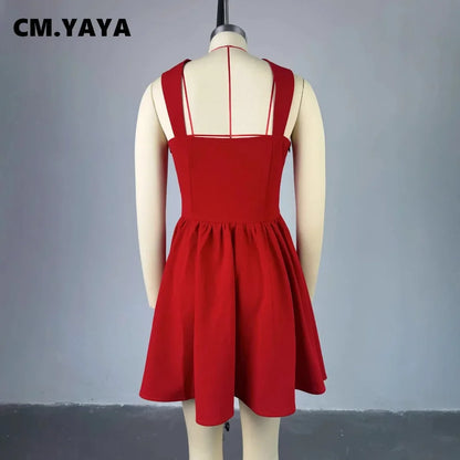 CM.YAYA Women Strapless Sleeveless Pleated Mini Dress 2025 Spring Sweet Sexy Birthday Evening Night Party Vestidos Dresses