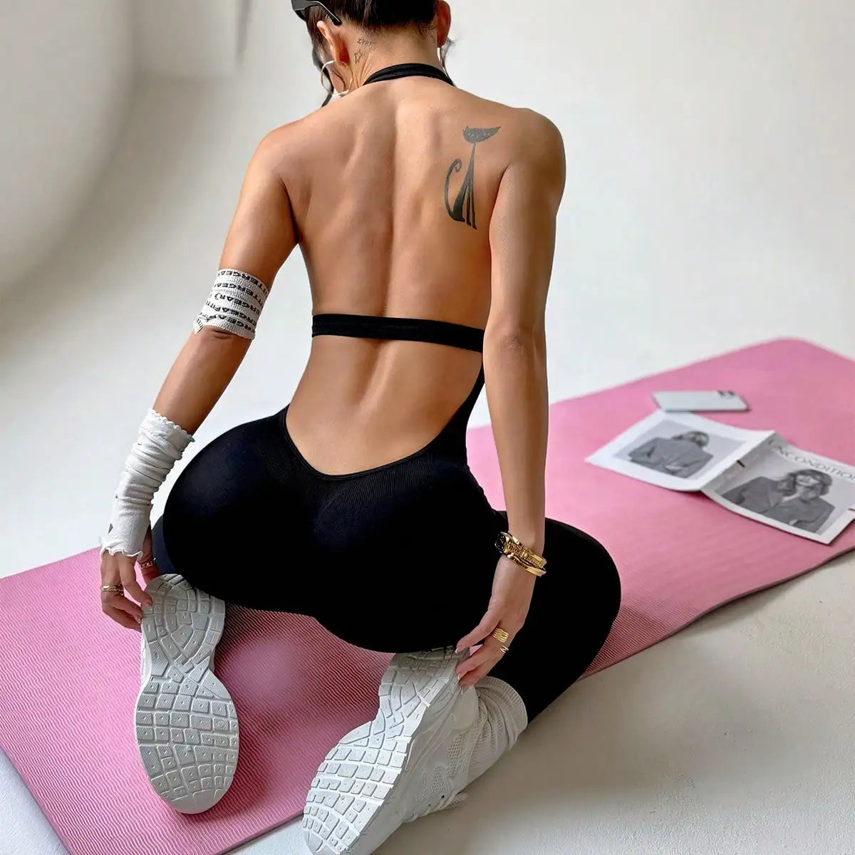 One-Piece Yoga Jumpsuit Skinny Short Sportswear Woman Gym Clothing Workout Clothes Fitness Stretch Bodysuit For Women tracksuit Badiee Stylez