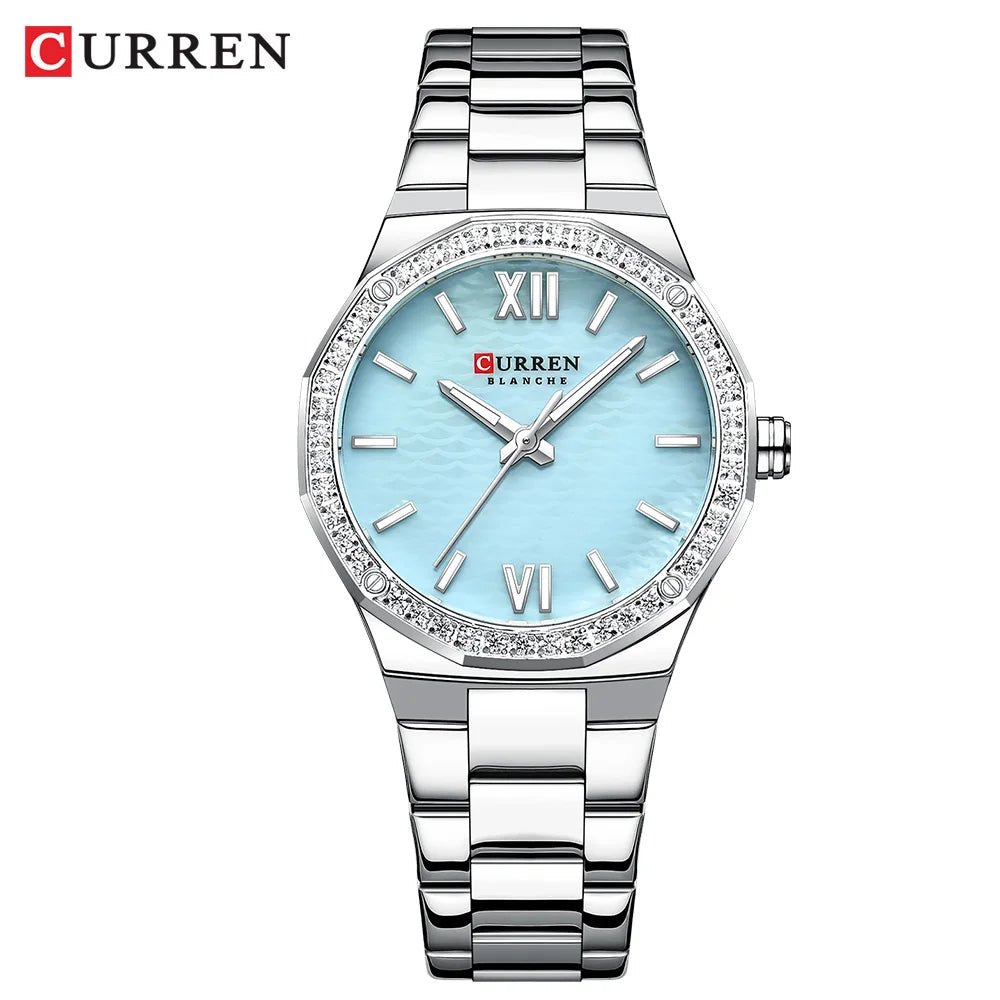 CURREN 2025 Casual Ladies Quartz Wrist Watch Luminous Bracelet Women Watch Clock Luxury Brand Design Women Montre Femme Reloj silver green