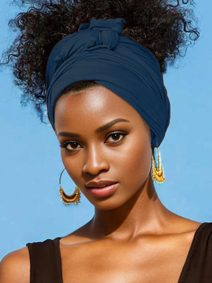 Hot selling stretch jersey turban african headband solid color super soft extra long breathable headband for women