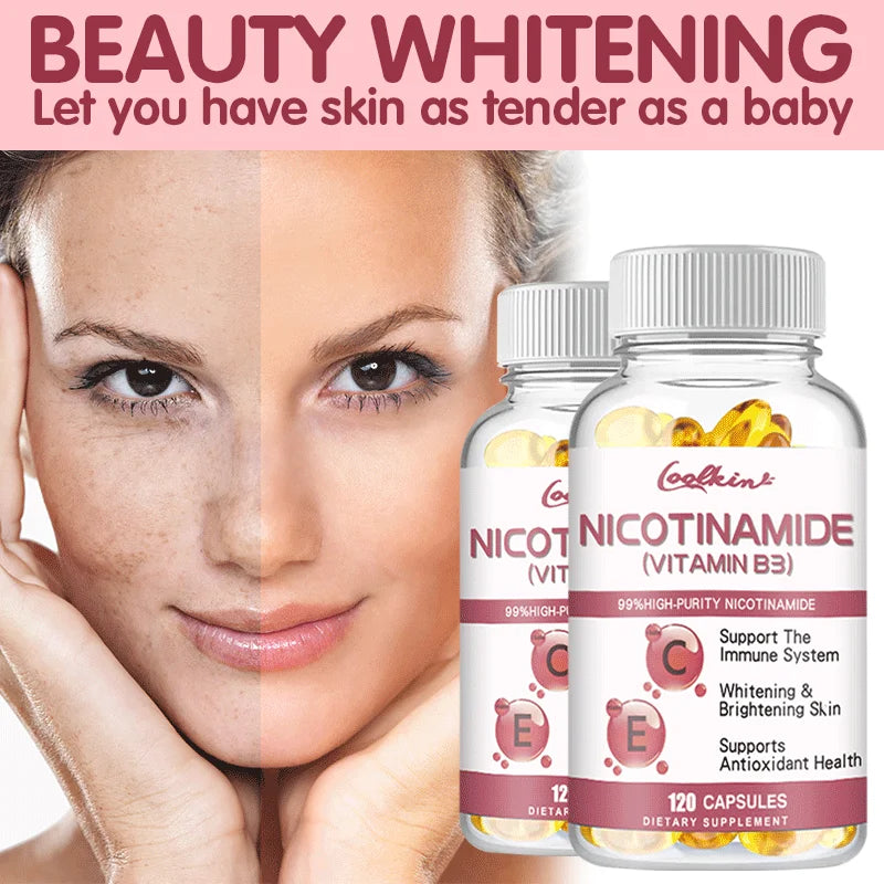 Niacinamide Whitening Capsules - with Vitamin B3, Supports Skin and Immune Health, Reduces Wrinkles and Fights Aging, Non-GMO