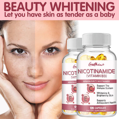 Niacinamide Whitening Capsules - with Vitamin B3, Supports Skin and Immune Health, Reduces Wrinkles and Fights Aging, Non-GMO