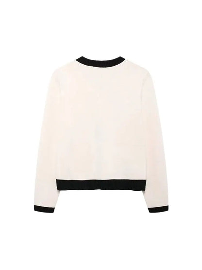 TRZA-Women's Knitted Cardigan Sweater with Golden Buttons, O-Neck, Long Sleeve, Female Outerwear, Chic Tops, Fashion