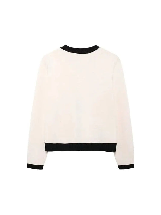 TRZA-Women's Knitted Cardigan Sweater with Golden Buttons, O-Neck, Long Sleeve, Female Outerwear, Chic Tops, Fashion