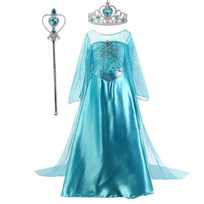 Elsa Dress for Girls 3-10Y Birthday Role Elsa Princess Dress For Kids Halloween 2024 Carnival Easter Party Cosplay Girls Costume D003-P0009