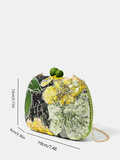 Women's embroidered pearl random pattern dinner bag, detachable shoulder strap box bag, perfect choice for parties, dances