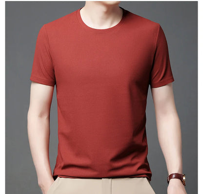 New Summer Waffle Round Neck Short Sleeved T-shirt for Men's Short Sleeved Top Badiee Stylez