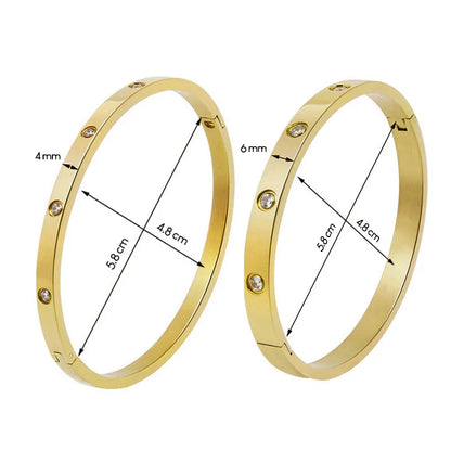 Stainless Steel Bracelets On Hand 6mm 4mm Bangles For Women Jewelry Lady Girl Women's Fashion Rhinestone Titanium Designer Gifts