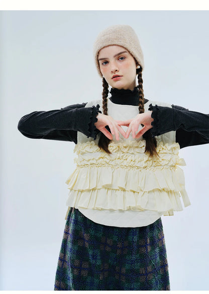 imakokoni2023 autumn and winter original green plaid lamb wool shrink pants 234408 Badiee Stylez