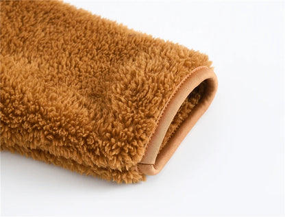 Girls woolen hooded coat solid color zipper coat children's winter clothes