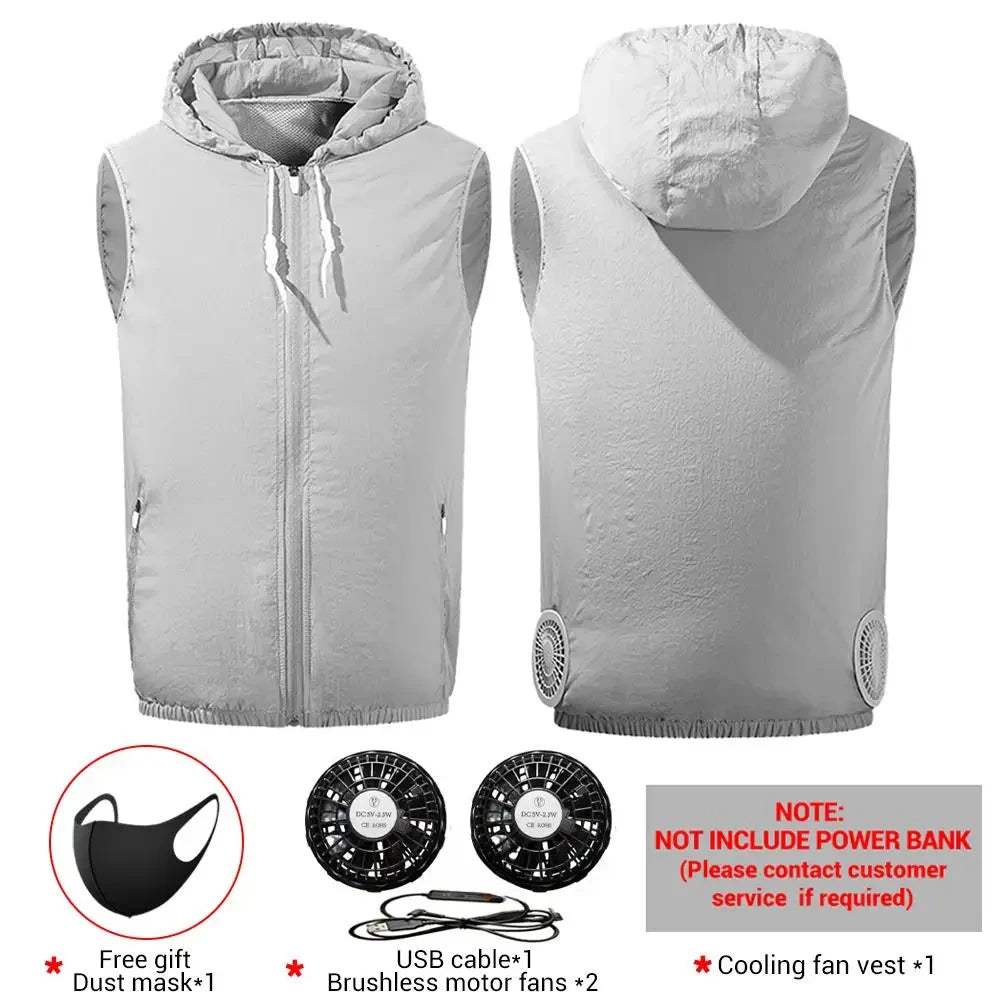 Summer air conditioning clothes men's short sleeve work clothes charging refrigeration anti-heat cooling fan sunscreen clothes 2923-gery