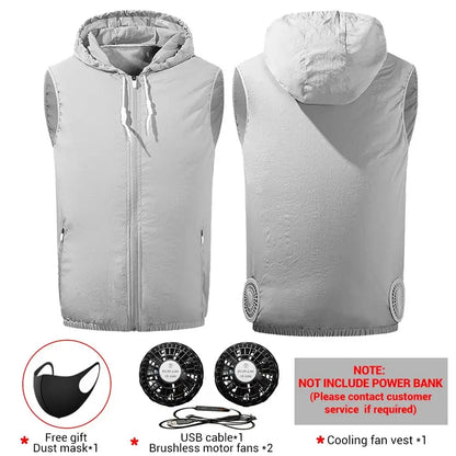 Summer air conditioning clothes men's short sleeve work clothes charging refrigeration anti-heat cooling fan sunscreen clothes 2923-gery