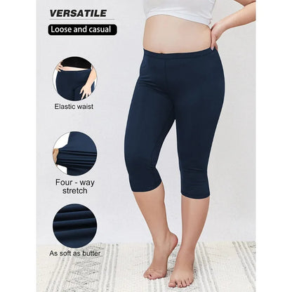 Women Plus Size Fit Short Fitness Seven Points Pants High Waist Fashion Solid 200lbs Sports Shorts Gym Outdoor Casual Yoga Pants