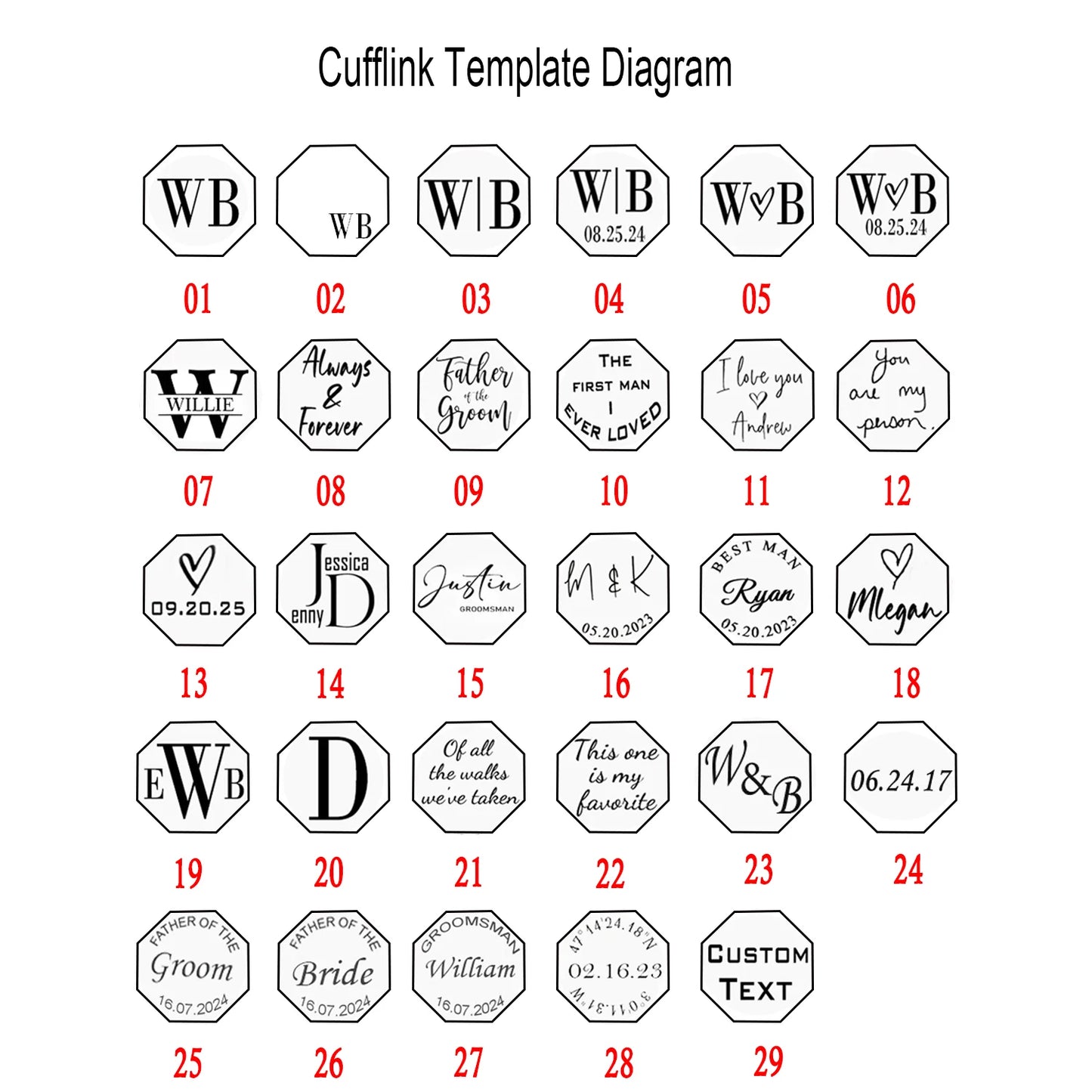 Custom Engraved Round Cufflinks & Tie Clip Set Stainless Steel Anniversary Wedding Birthday Groomsmen Gift for Father Husband Badiee Stylez