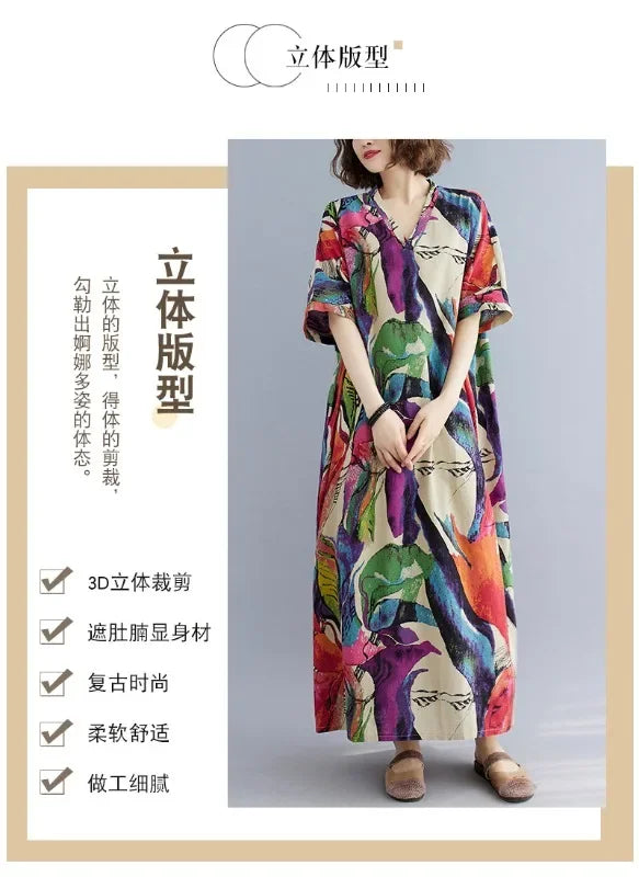 Summer Dress for Women Clothing Long Dress Fashion Clothes Cotton Vintage Harajuku Elegant Streetwear Maxi Beach Dresses