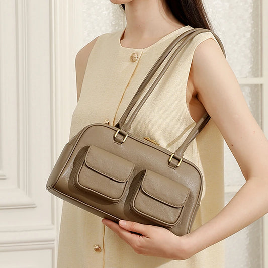 Hifashion Luxury Genuine Leather Underarm Shoulder Bags For Women 2025 Trend Designer Pillow Satchel Tote Office Ladies Handbags