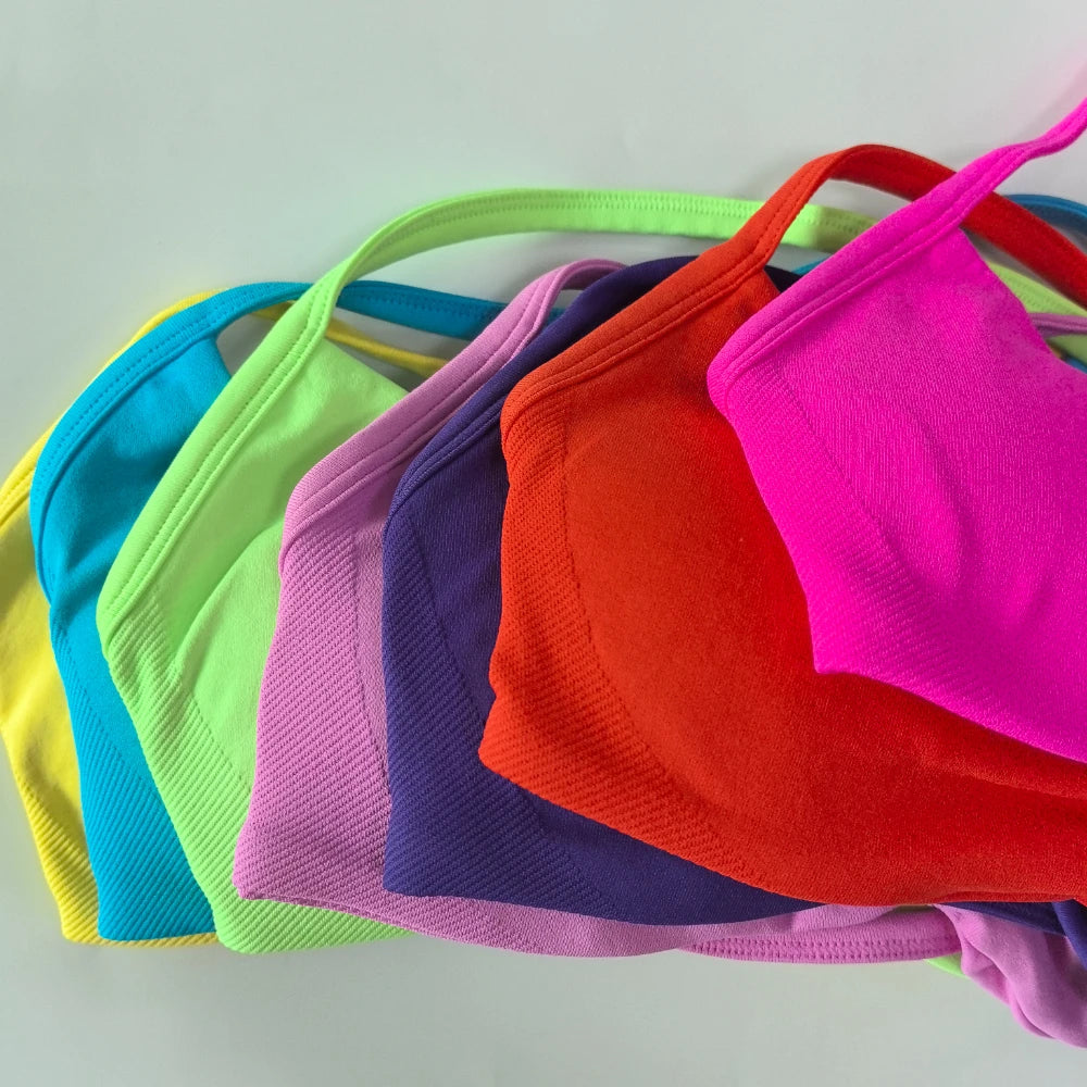 NO LOGO 2PCS Gym Set Women Strappy Yoga Bra Top High Waist Workout Scrunch Shorts Sports Suit Seamless Yoga Set Fitness Clothes Badiee Stylez