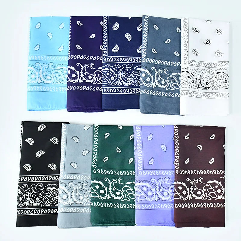 Outdoor Cycling 53cm Cotton Square Scarf Women Men Paisley Print HipHop Bandanas Scarves Headband Handkerchief Hair Mask Badiee Stylez
