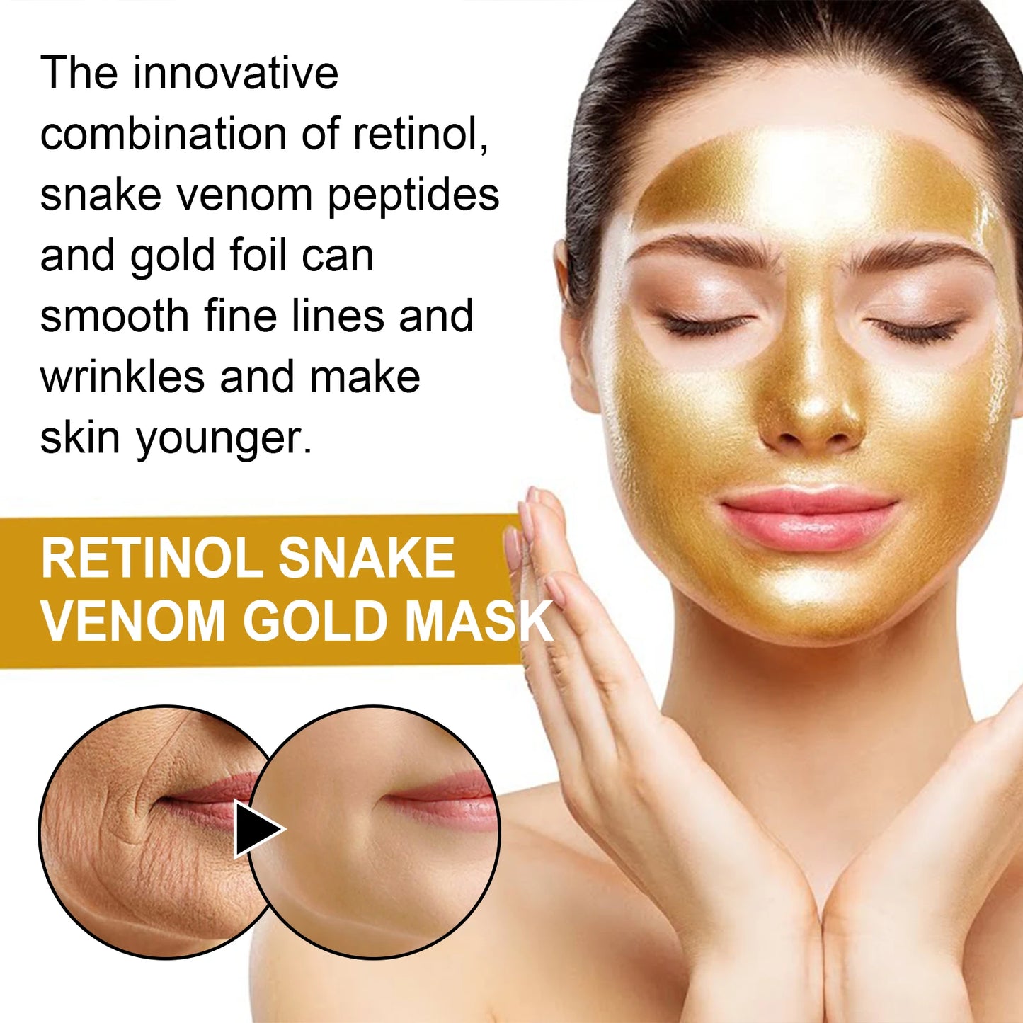 Gold Retinol Snake Venom Peel Off Mask Remove Blackheads Deep Cleansing Shrink Pores Moisturizing Facial Mask Skin Care Products