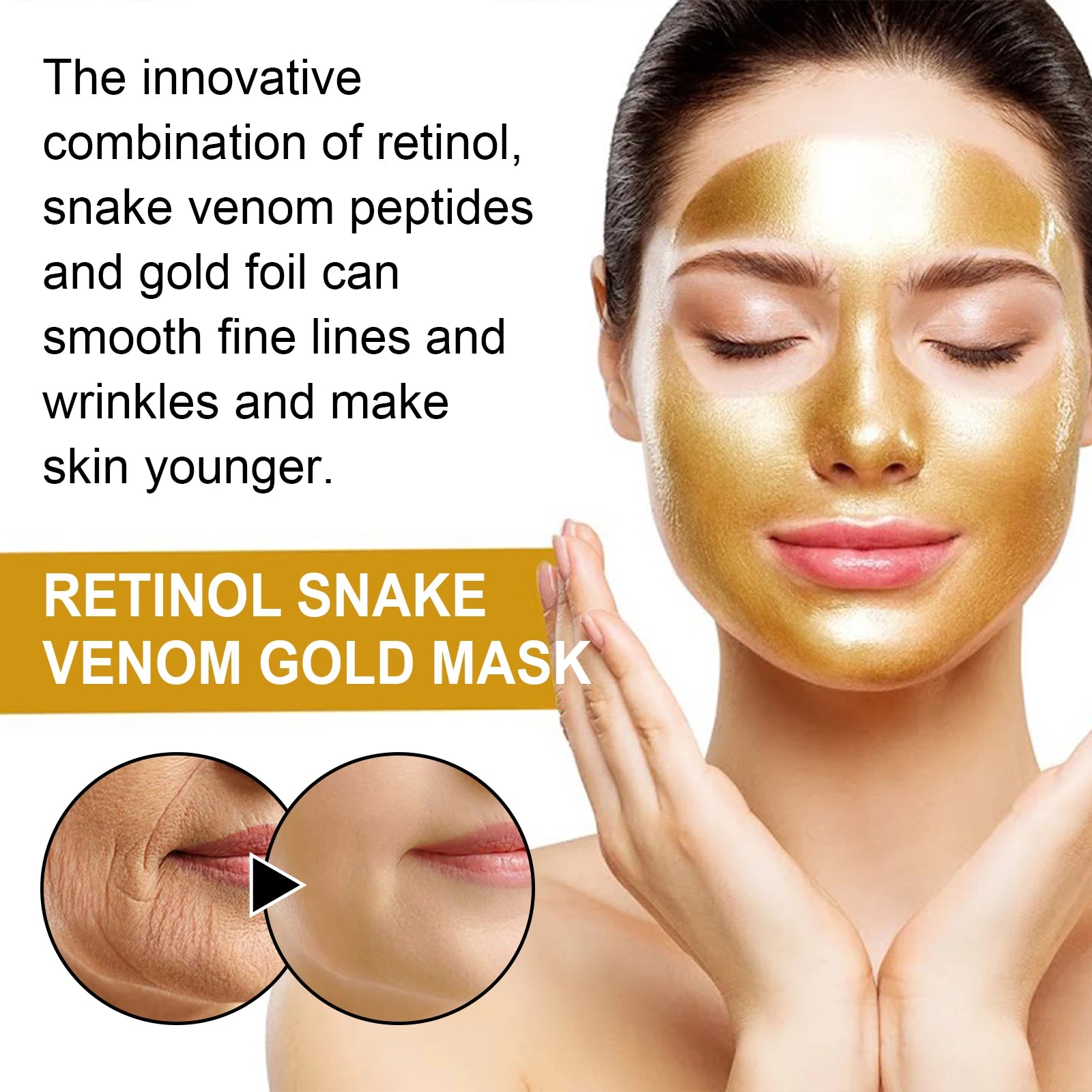 Gold Retinol Snake Venom Peel Off Mask Remove Blackheads Deep Cleansing Shrink Pores Moisturizing Facial Mask Skin Care Products