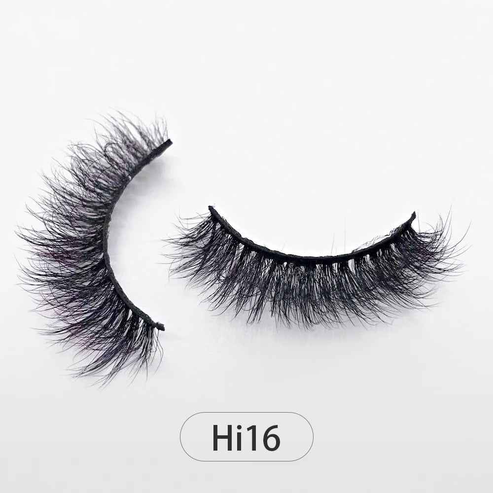 Dropshipping Reuseable Natural Long 12-15mm 3D Faux Mink Lashes Fluffy Volume False Eyelashes Cruelty Free Wispy Makeup Lashes Hi16 15mm CHINA