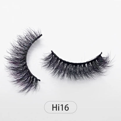 Dropshipping Reuseable Natural Long 12-15mm 3D Faux Mink Lashes Fluffy Volume False Eyelashes Cruelty Free Wispy Makeup Lashes Hi16 15mm CHINA