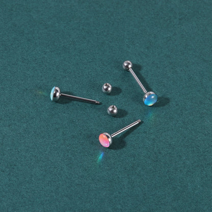 ZS 1Piece 14G Oil Luminescence Tongue Piercing Rings Stainless Steel Tongue Stud Skull Star Studs Earrings BCR Piercings Jewelry Badiee Stylez
