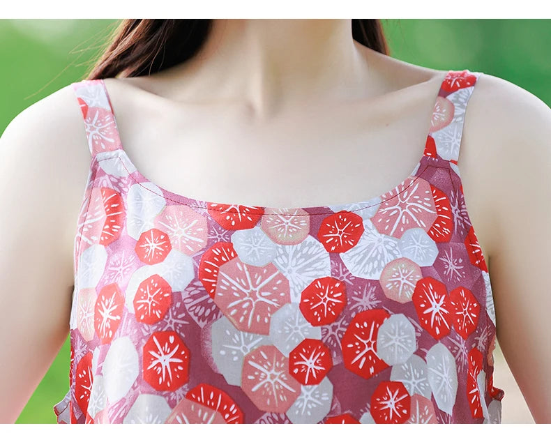 New Fashion Casual 2025 Summer Elegant Dresses For Women O-Neck Print Vintage Sleeveless Dress Loose Women Clothing