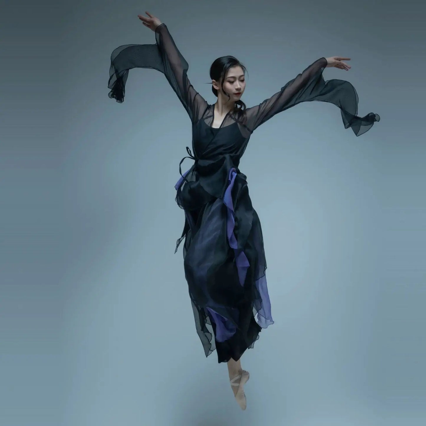 Classical Dance Costume For Women, Flowing Gauze Dress, Chinese Style Practice Outfit, Female Body Rhythm Gauze Dress, Martial Badiee Stylez