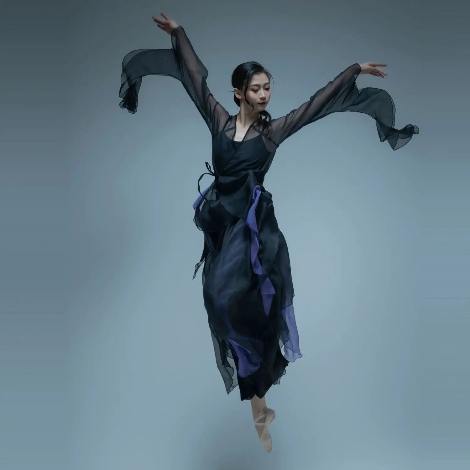 Classical Dance Costume For Women, Flowing Gauze Dress, Chinese Style Practice Outfit, Female Body Rhythm Gauze Dress, Martial Badiee Stylez