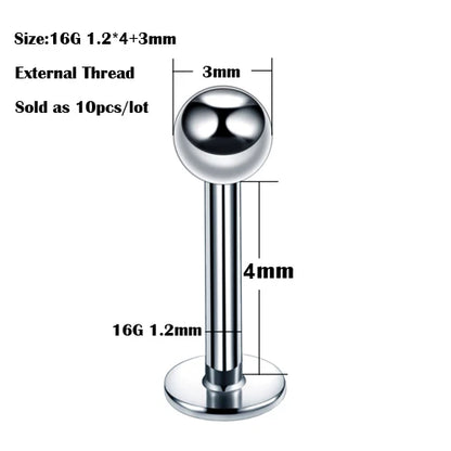 10Pcs/20Pcs/50Pcs G23 Titanium Labret Piercing Internal & External Design Lip Piercing Labret Stud Cartilage Helix Piercing Badiee Stylez