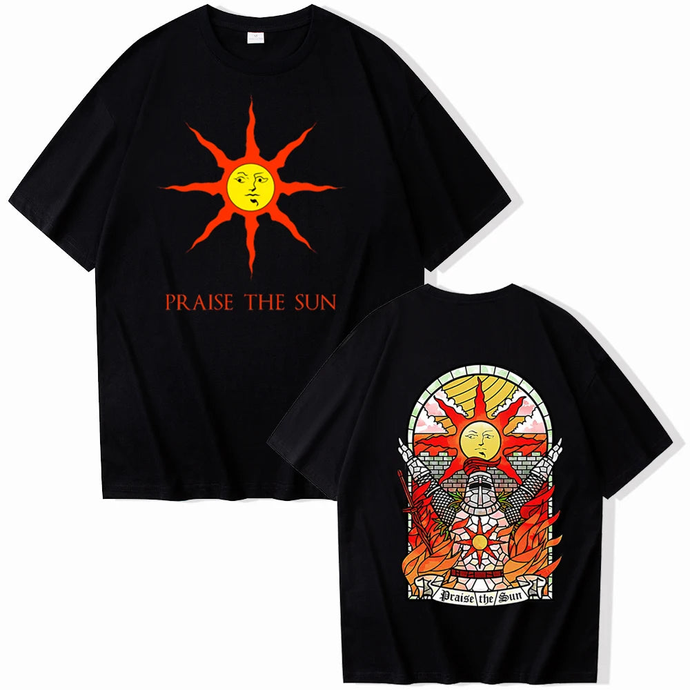 Dark Souls Praise The Sun T-shirt Man Women Harajuku O-neck Summer Casual Shirt black