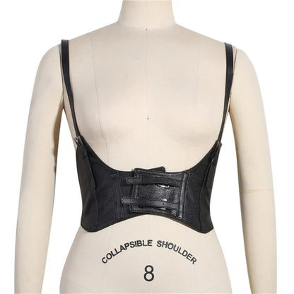 Women's Waist Belt Underbust Corset PU Leather Adjustable Punk Cummerbund Corset Wide Belts Dress Costume Waistband Cincher 1PC