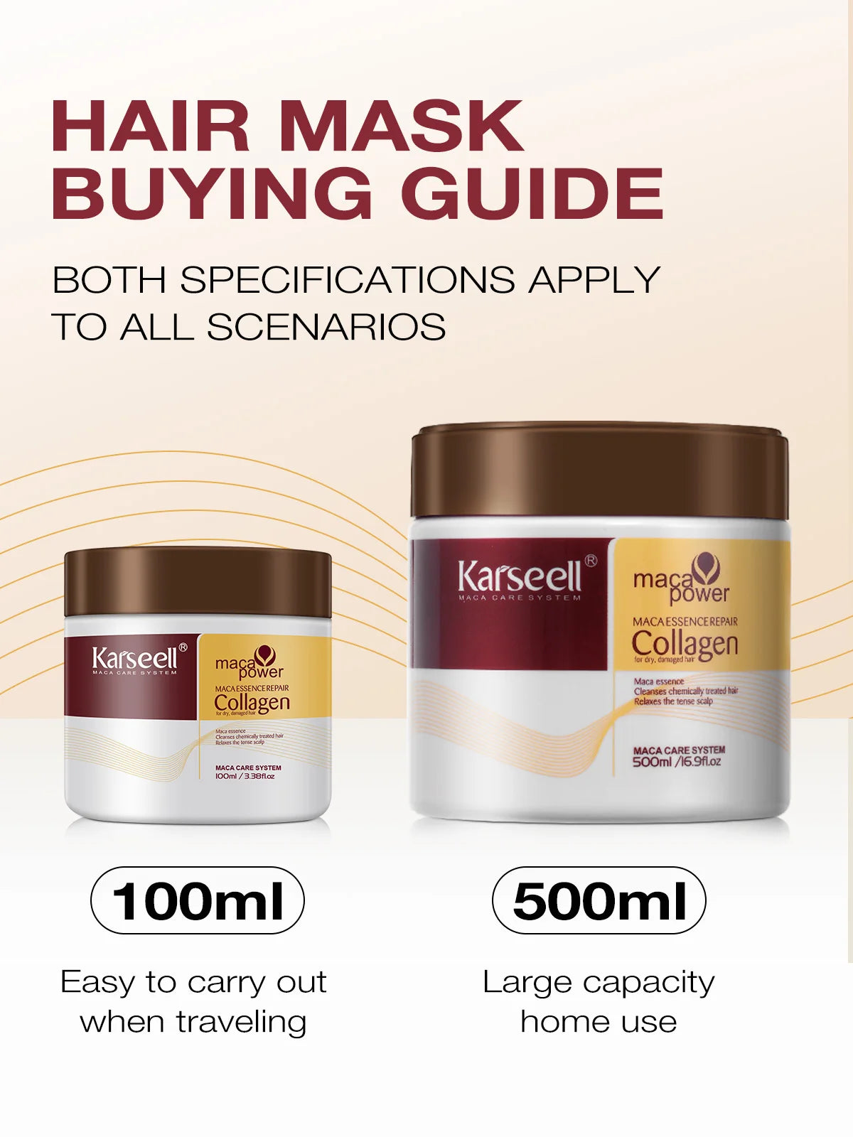 Karseell Collagen Hair Treatment Deep Repair Conditioning Argan Oil Hair Mask Essence for Dry Damaged Hair 100ml/500ml