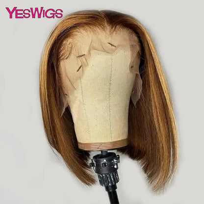 Short Bob Wig Hot Red Burgundy 99j Colored Brown Lace Front Human Hair Wigs Bone Straight Bob Wig Lace Frontal Wigs For Women