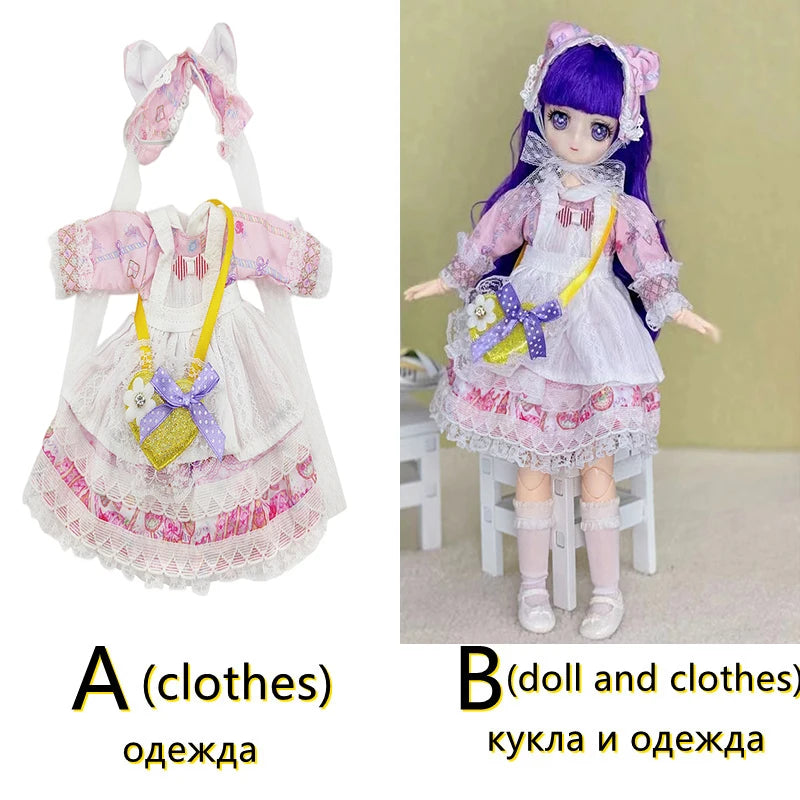 30cm Two-dimensional Doll Comic Face 1/6 Bjd Doll or Dress Up Clothes Children's Girl Birthday Gift Toys Kids Toys 20