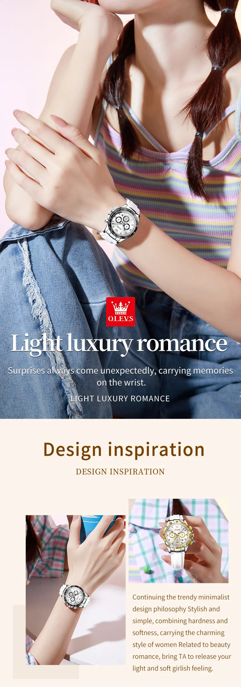 OLEVS 5618 Woman Watch Fashion Original Quartz Watch Waterproof Luminous Chronograph Date Sports Watches For Woman With Box