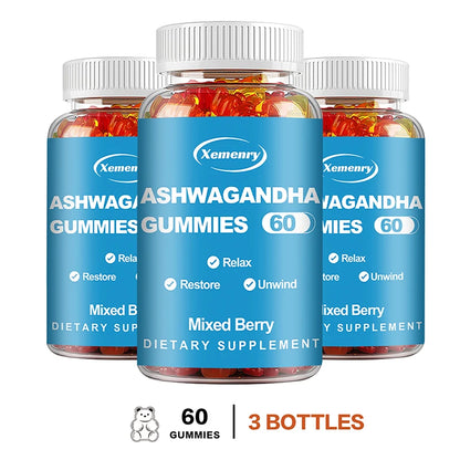 Ashwagandha gummies - Relieve Stress Help with Sleep Support Immune System Health 60 Gummies-3bottles