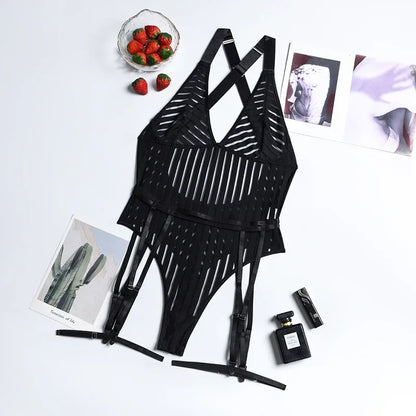 Romantic Bilizna Sexy Below Lingerie for Sex New Women's Underwear Cutting Tight Woman Clothing Vs Lingerieset Dames Thong Whole Black