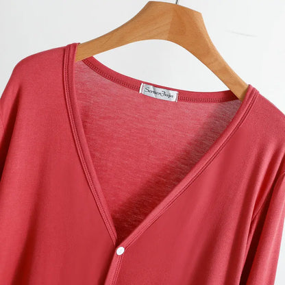 Summer Spring Modal Cardigan Long sleeves Candy colors V Neck Tshirt Open-front sun-proof clothing Air-conditioned tops