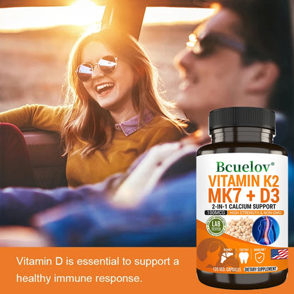 Vitamin K2 (MK7) and D3 Supplements - Bones, Teeth, Muscles, Joints, Heart, Immune Support and Calcium Absorption